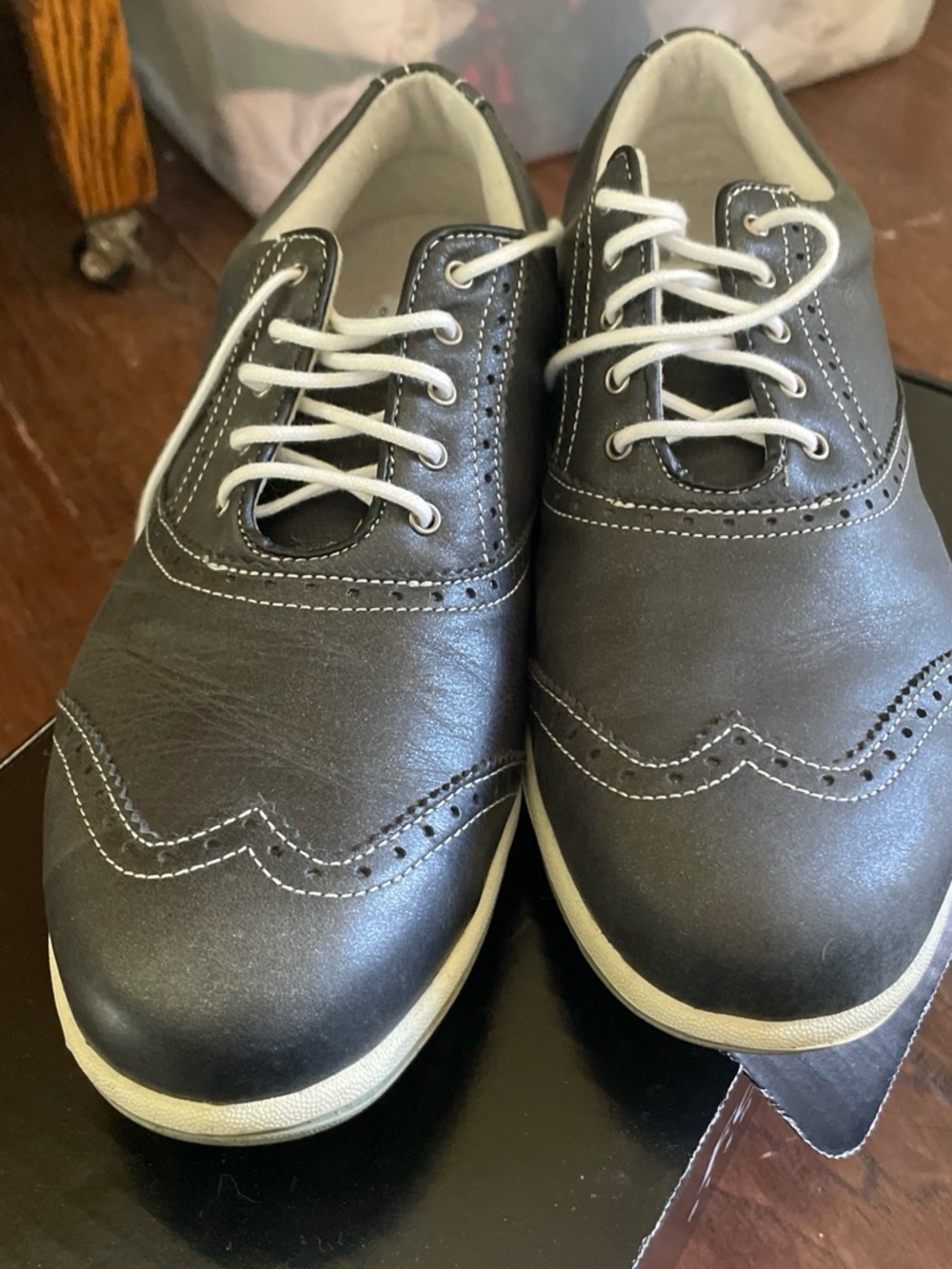 FootJoy Women's Athletic Wingtip Shoes in Black and White